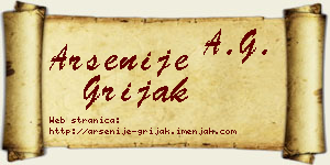 Arsenije Grijak vizit kartica